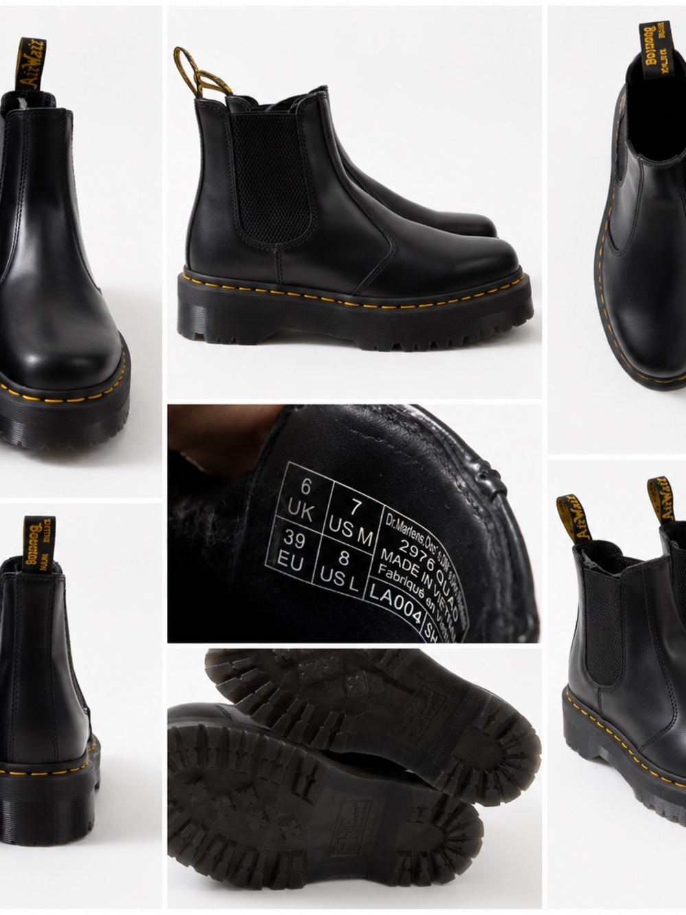 Dr. Martens Women’s Black Leather Chelsea Chukka Boots with Yellow Stitching